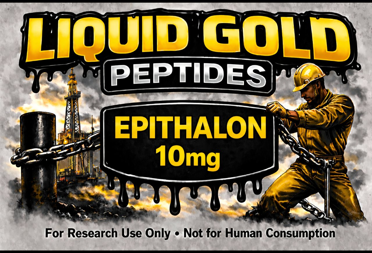 Liquid Gold Peptides research-grade peptide vial label